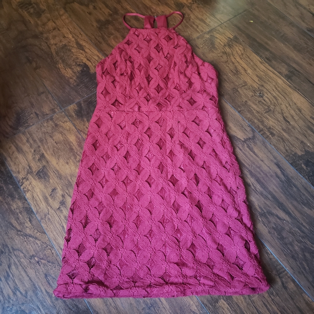 Charlotte Russe Red Lace Halter Dress